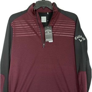 Callaway Weather Series 1/4 Zip Lightweight Pullover Black Burgundy NEW $85 SM